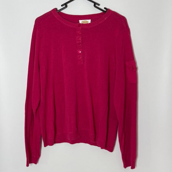 Talbots Linen Cotton Blend Long Sleeve Knit Lightweight‎ Sweater Pink XL VIntage - Picture 1 of 8